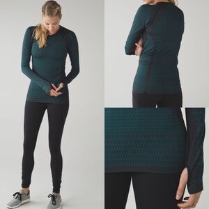 lululemon athletica Dark Green and Black Long Sleeve Top